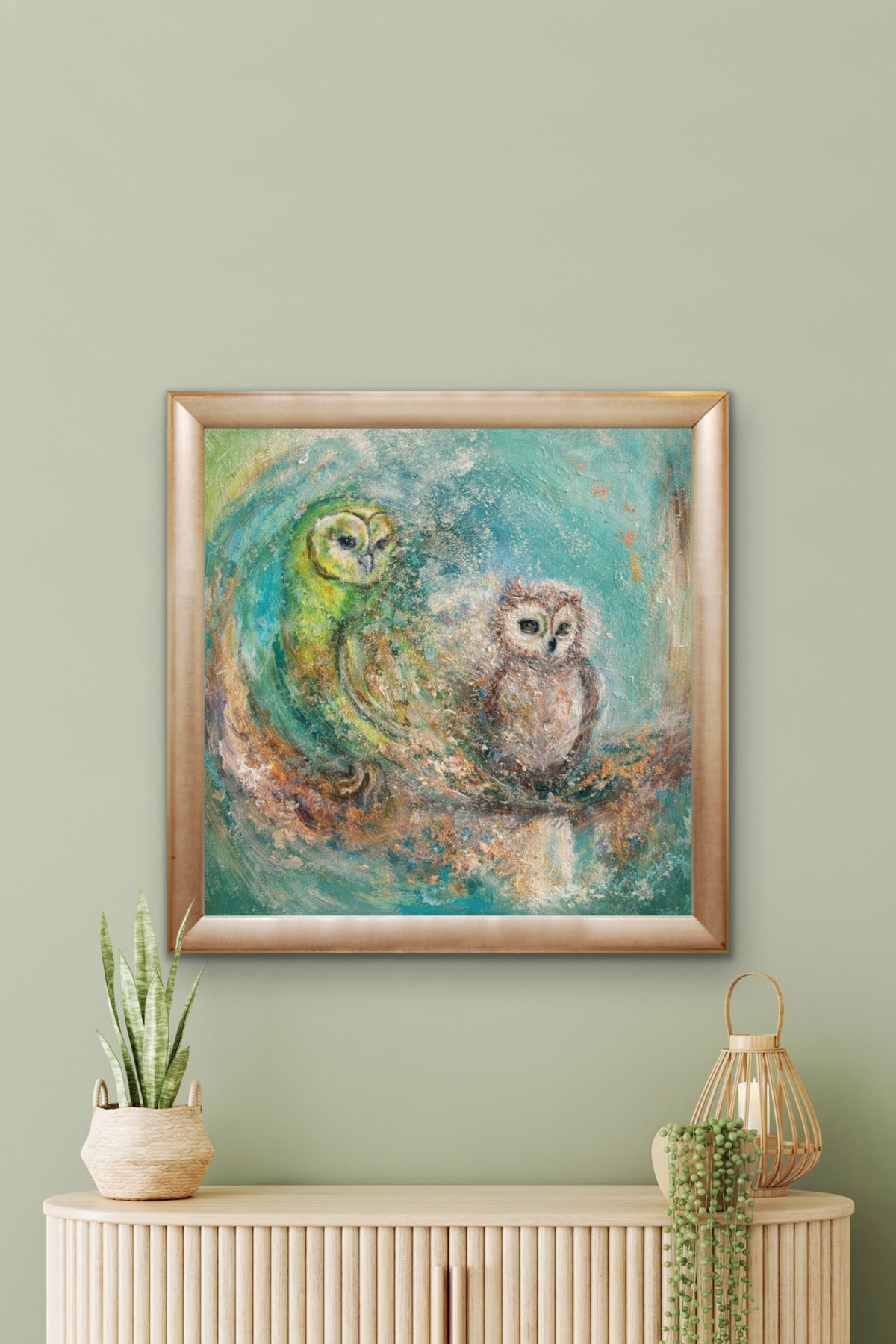 den grønne ugle med ungen