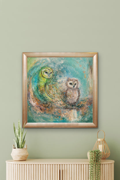 den grønne ugle med ungen